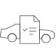 Ikona schematycznie przedstawiająca kartkę papieru na tle samochodu